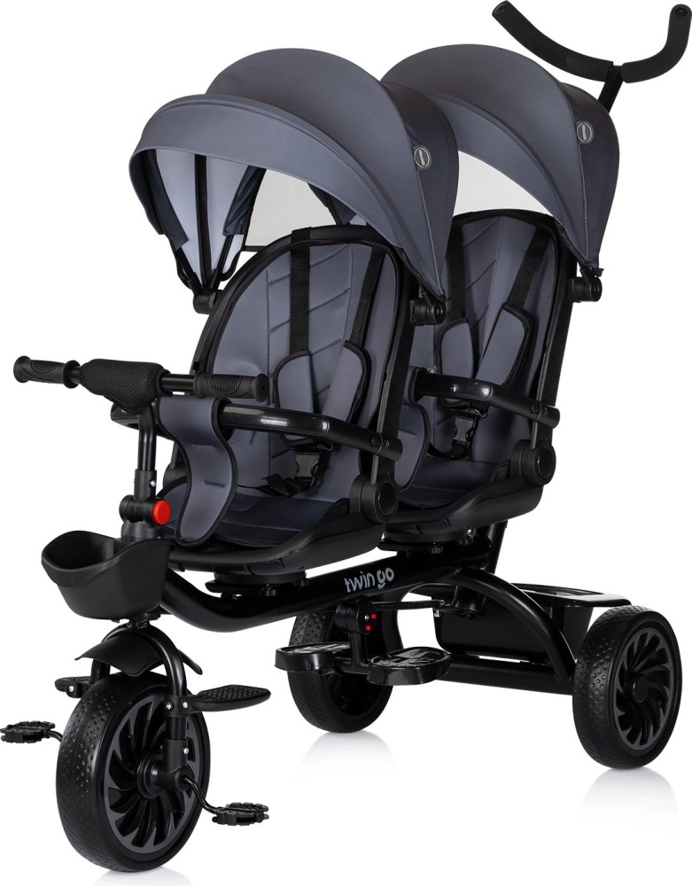 Chipolino tříkolka pro dvojčata Twin Go charcoal