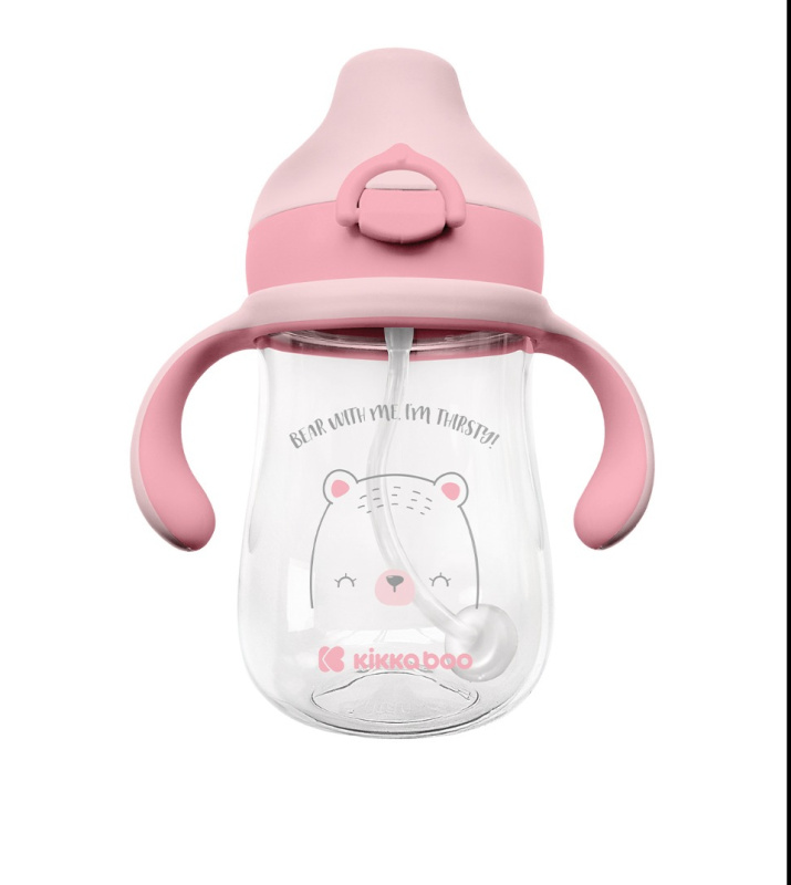 KikkaBoo Hrnek se silikonovým pítkem 300 ml 6m+ Bear with me Pink