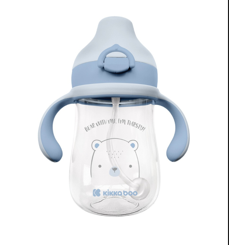 KikkaBoo Hrnek se silikonovým pítkem 300 ml 6m+ Bear with me Blue