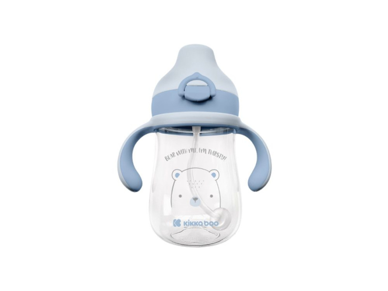 KikkaBoo Hrnek se silikonovým pítkem 300 ml 6m+ Bear with me Blue