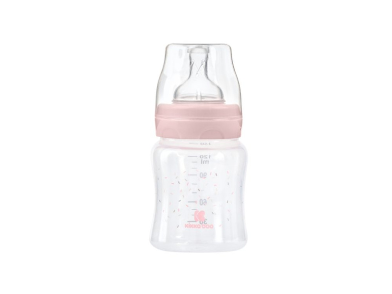 KikkaBoo Kojenecká láhev 0m+ Hippo Pink 120 ml