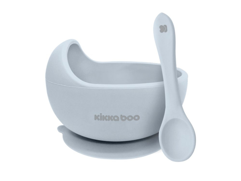 Kikkaboo Silicone Bowl with Spoon silikonová miska s lžičkou 4 m+ Blue 2 ks