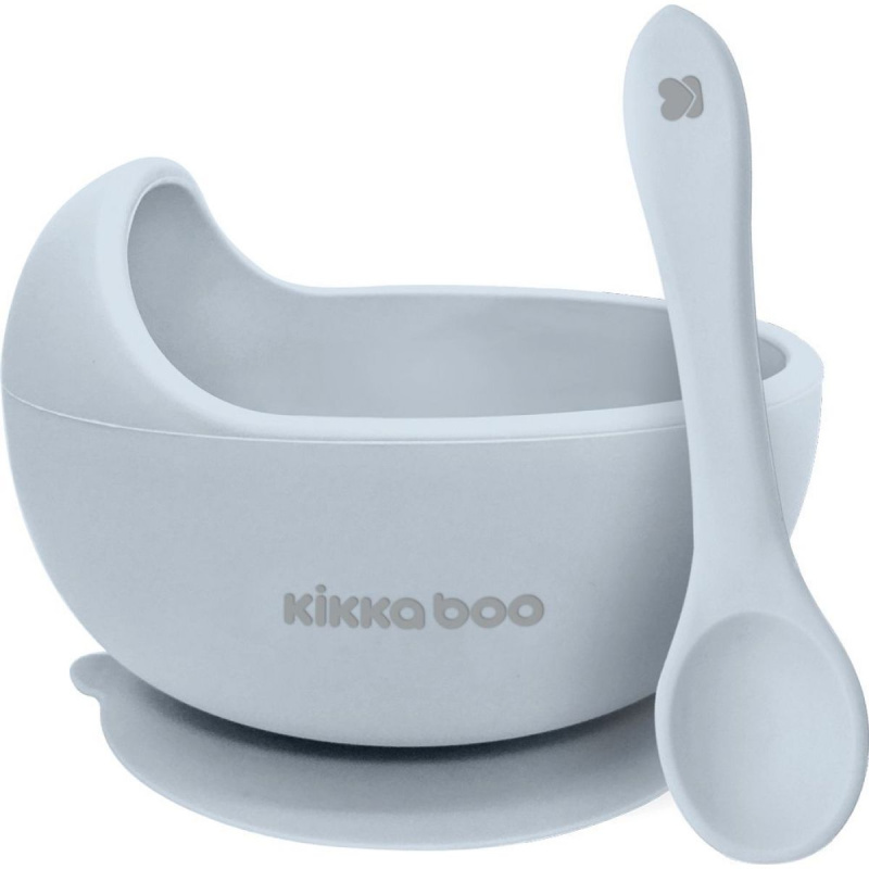 Kikkaboo Silicone Bowl with Spoon silikonová miska s lžičkou 4 m+ Blue 2 ks