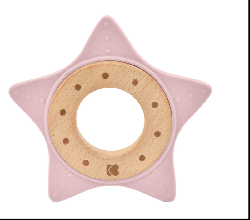 Kikkaboo Silicone and Wood Teether Star kousátko Pink 1 ks