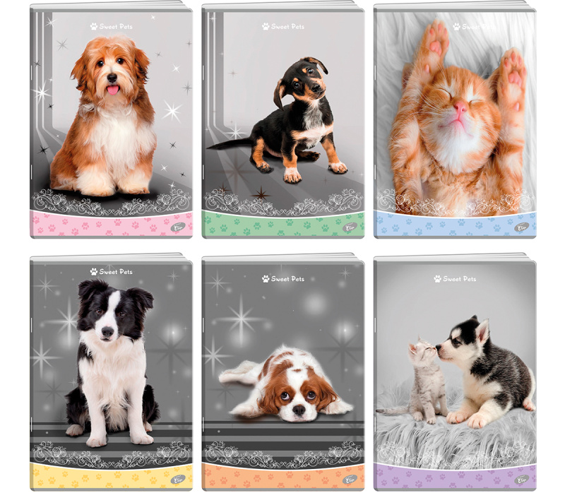 Designový sešit A4 40ls linka Elisa - Mláďata II - mix 6 motivů