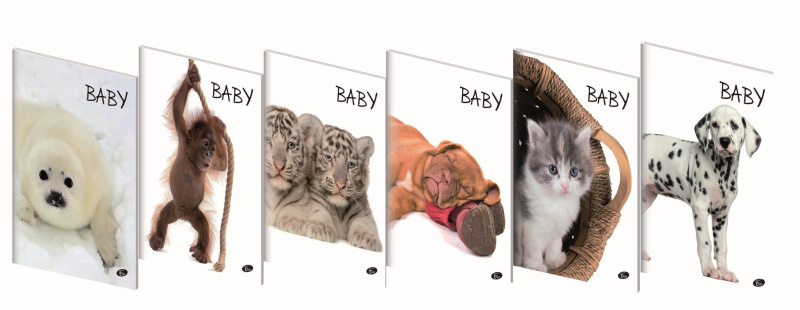 Designový sešit A5 40ls linka Elisa - Mláďata - mix 6 motivů