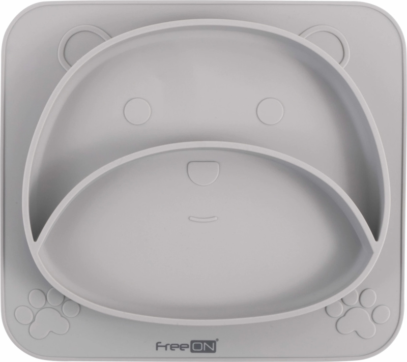 FreeON Silikonový talířek Medvídek šedý 151539 26 x 23 x 2,6 cm