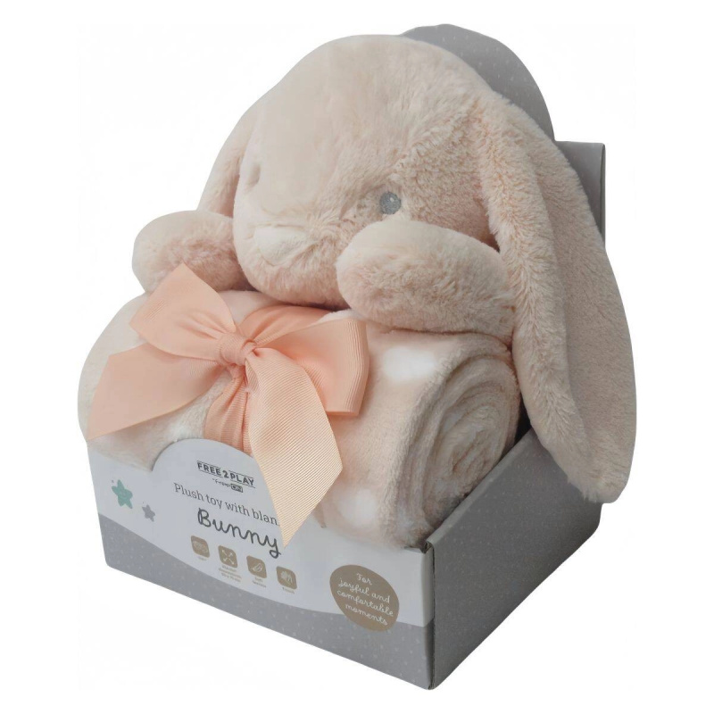 Freeon free2play plyšový králíček s dekou bunny peach - 1 kus