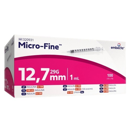 Embecta Micro-Fine U-100 inz.střík.12.7mm 1ml100ks