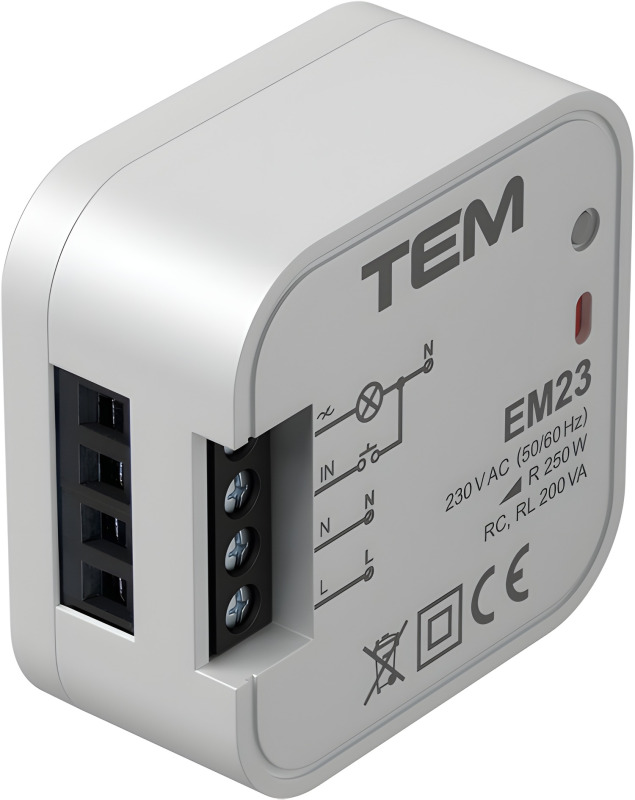 TEM EM23-U VESTAVNÝ STMÍVAČ R (250 W), (RC, RL 200 VA)