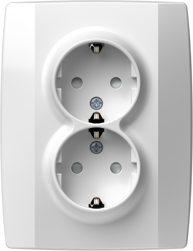 TEM ZÁSUVKA SCHUKO DVOJITÁ 2P+E 16A 250V~ PW lesklá bílá
