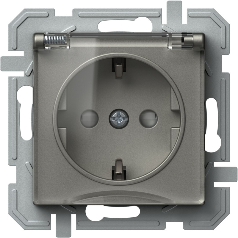 TEM ZÁSUVKA SCHUKO+KRYT 2P+E 16A 250V~ XO TT XO titan/průhledná