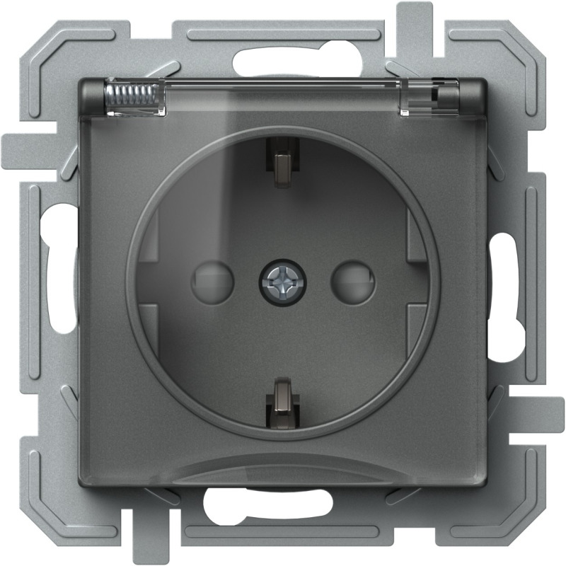 TEM ZÁSUVKA SCHUKO+KRYT 2P+E 16A 250V~ BV XO AT XO antracit