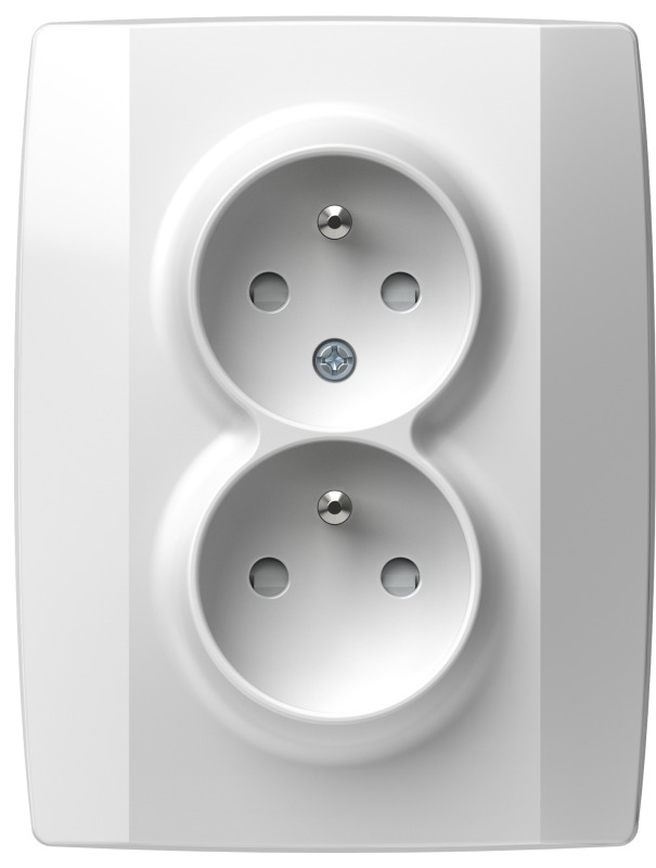 TEM ZÁSUVKA FRANCOUZSKÁ DVOJITÁ 2P+E 16A 250V~ PW lesklá bílá