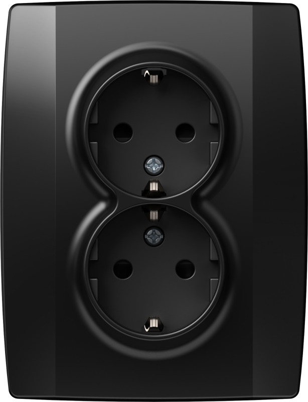 TEM ZÁSUVKA SCHUKO DVOJITÁ 2P+E 16A 250V~ BK  černá