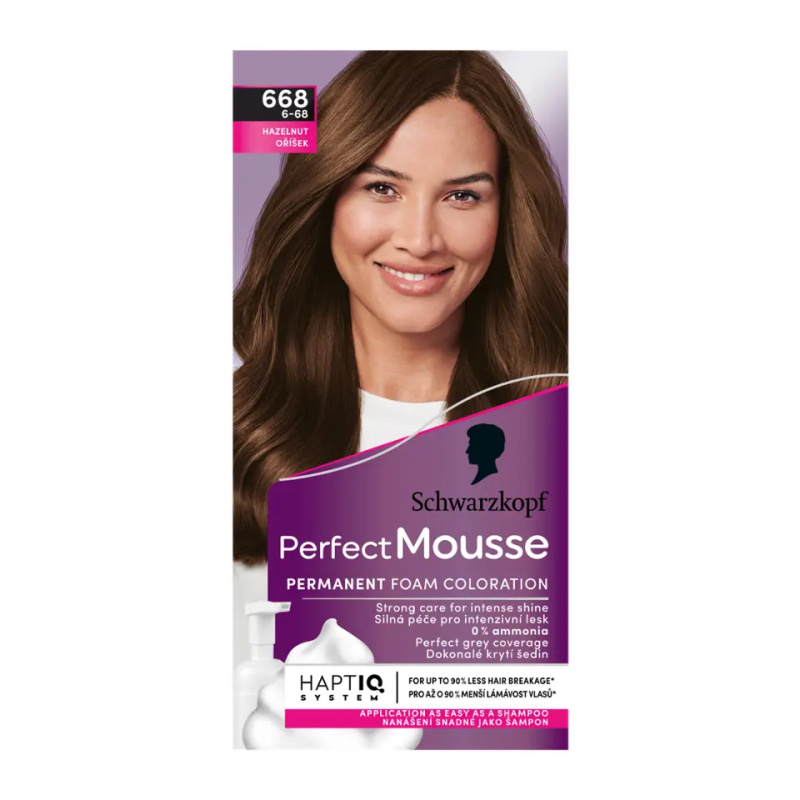 Schwarzkopf Perfect Mousse permanentní barva na vlasy odstín 668 Oříšek 1 ks
