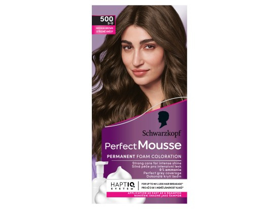 Schwarzkopf Perfect Mousse permanentní barva na vlasy odstín 500 Středně hnědý 1 ks