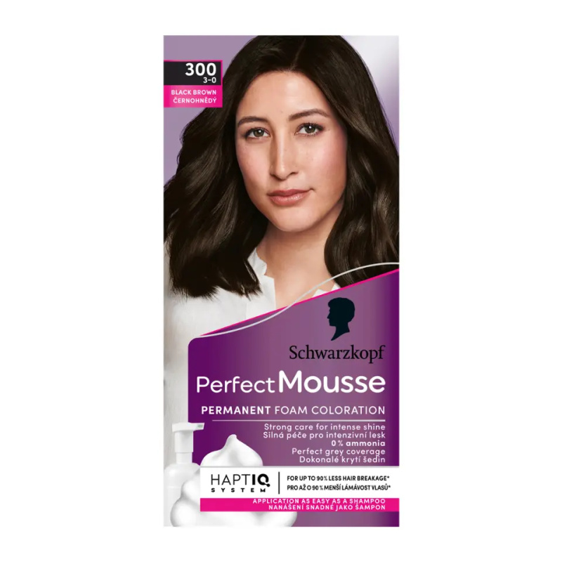 Schwarzkopf Perfect Mousse permanentní barva na vlasy odstín 300 Černohnědý 1 ks