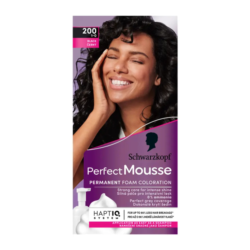 Schwarzkopf Perfect Mousse permanentní barva na vlasy odstín 200 Černý 1 ks