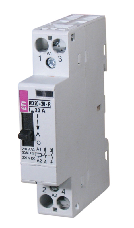 Stykač s manuálním ovládáním ETI RD 20-20-R-230V AC/DC