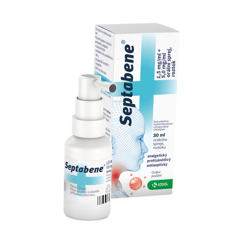 SEPTABENE 1,5MG/ML+5MG/ML Orální sprej, roztok 30ML