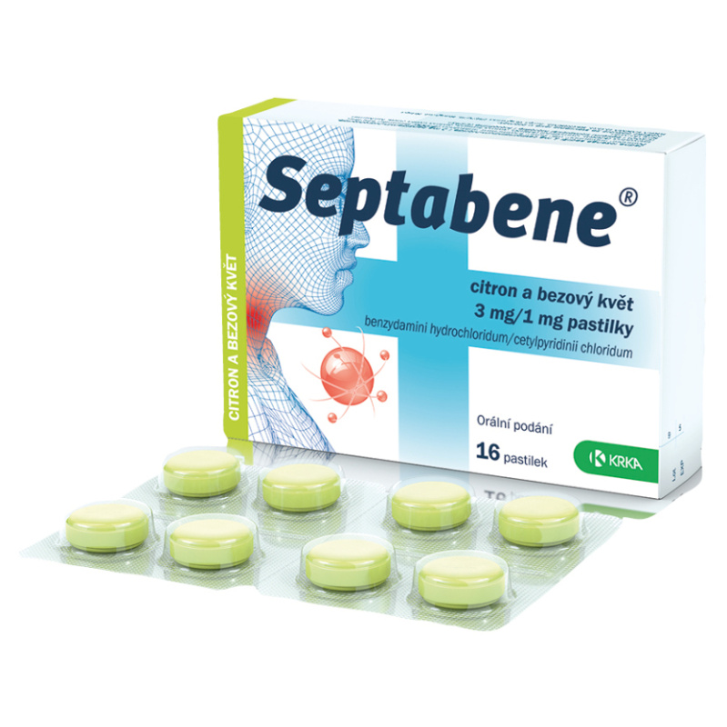 SEPTABENE CITRON A BEZOVÝ KVĚT 3MG/1MG pastilka 16