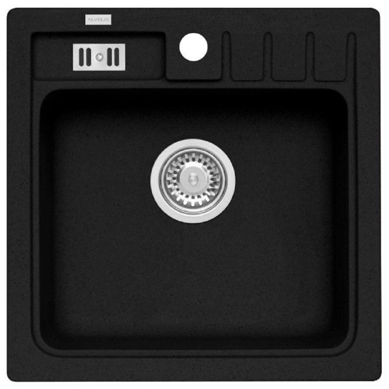 Alveus Granitový dřez Niagara 20, černá, 46,5 x 46,5 cm