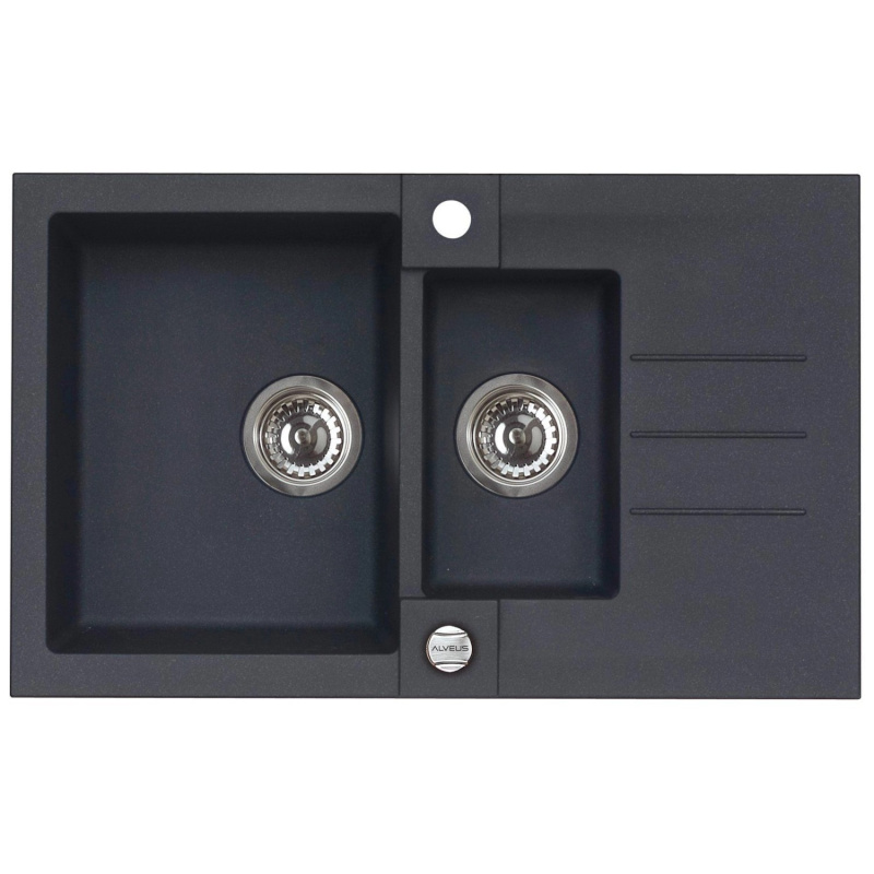 Alveus Granitový dřez Rock 70, černá, 78 x 48 cm