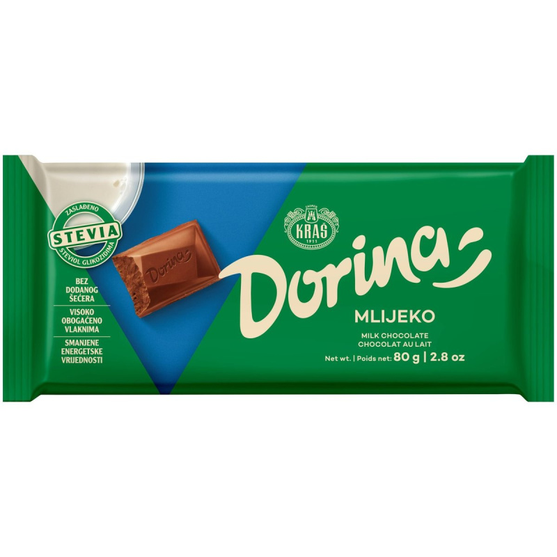 Kraš Dorina čokoláda mléčná bez přídavku cukru