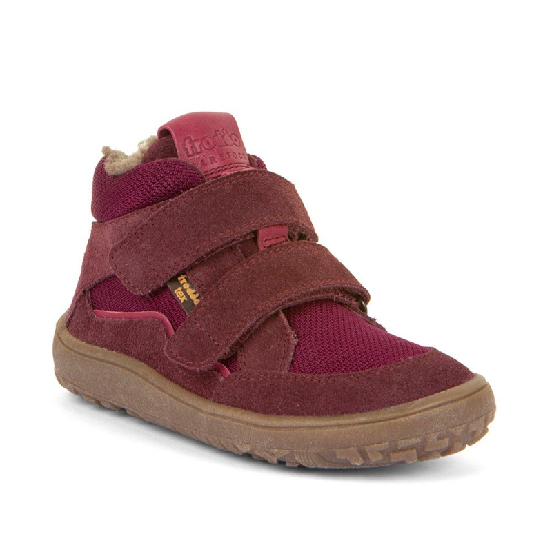 Dívčí zimní barefoot boty TEX WOOL Bordeaux, Froddo, G3110254-4W, červená - 26