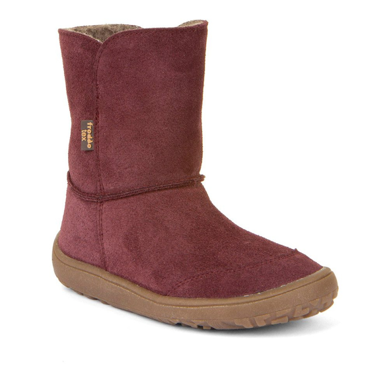 Dívčí zimní barefoot boty TEX SUEDE  Bordeaux, Froddo, G3160238-1, červená - 34
