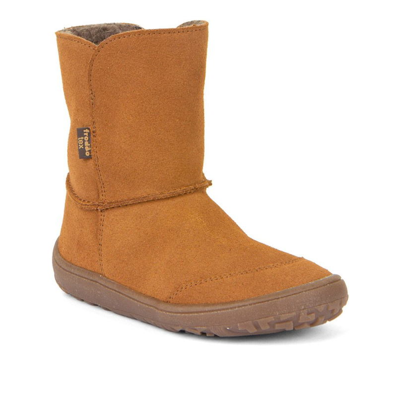 Dětské zimní barefoot boty TEX SUEDE  Cognac, Froddo, G3160238-2, hnědá - 28