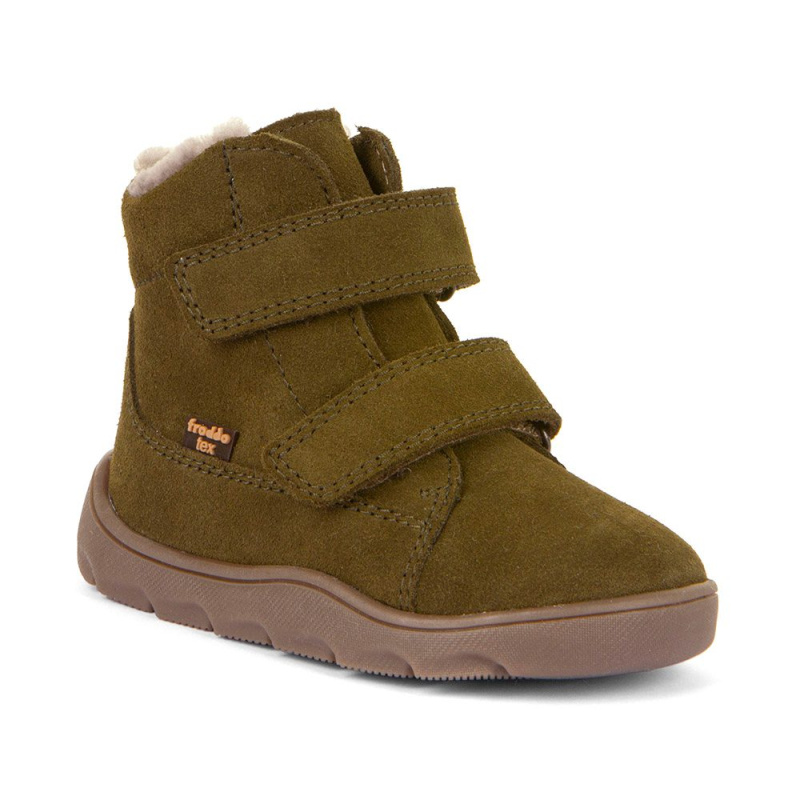 Chlapecké zimní barefoot boty ZERU TEX FURRY Olive, Froddo, G2110149-4, zelená - 22