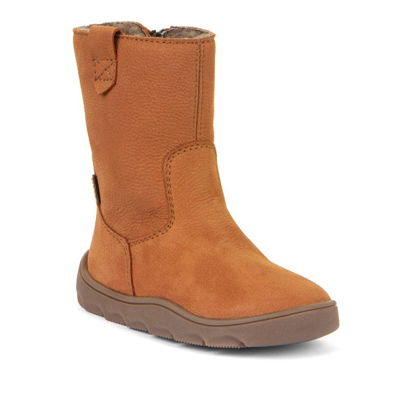Dívčí zimní barefoot kozačky ZERU TEX BOOT Cognac, Froddo, G3160242, hnědá - 28