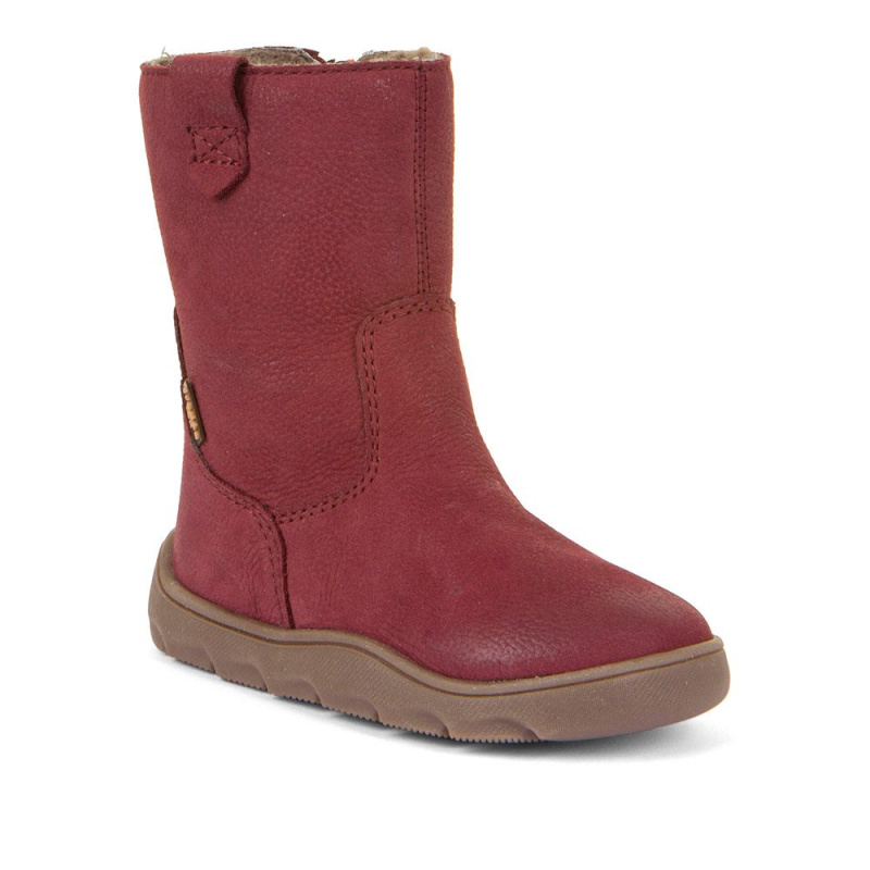 Dívčí zimní barefoot kozačky ZERU TEX BOOT Bordeaux, Froddo, G3160242-4, červená - 24