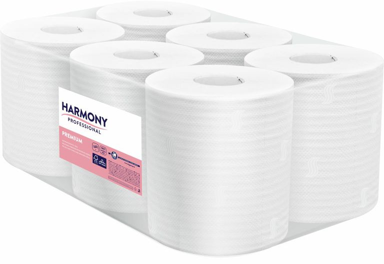 Harmony Profesional Maxi papírové ručníky v roli 2 vrstvé - bílé (6 rolí)