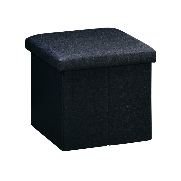 Kesper Taburet s úložným prostorem, imitace lnu, 38 x 38 cm černá