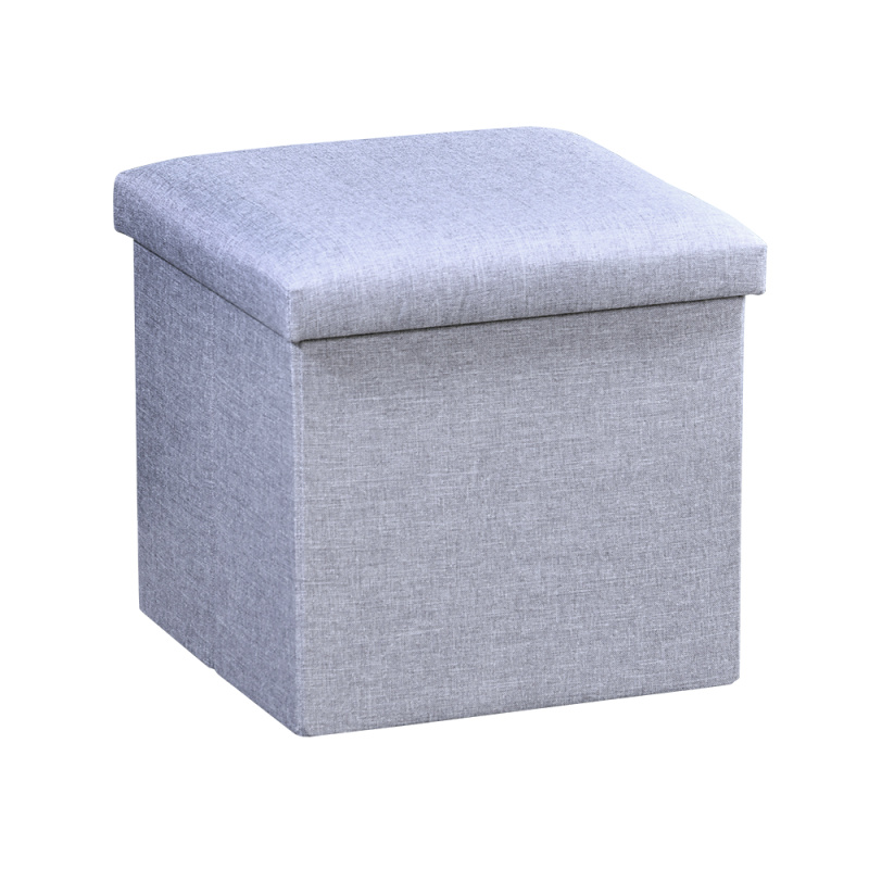 Kesper Pouf s úložným prostorem, imitace lnu, 38 x 38 cm šedá