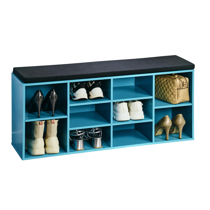 Kesper Botník na 10 párů bot, se sedadlem, 103,5 x 48 cm, modrá modrá