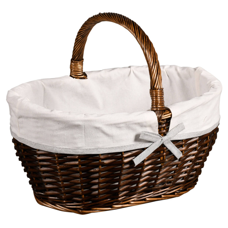 Kesper Piknikový koš z pleteniny s víkem a textilní podšívkou, 40 x 28 cm hnědá