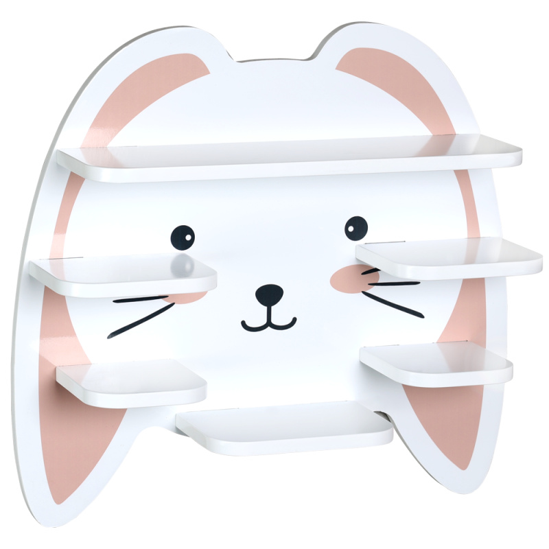 Kesper Nástěnná police s oušky do dětského pokoje, 45 cm, růžová růžový