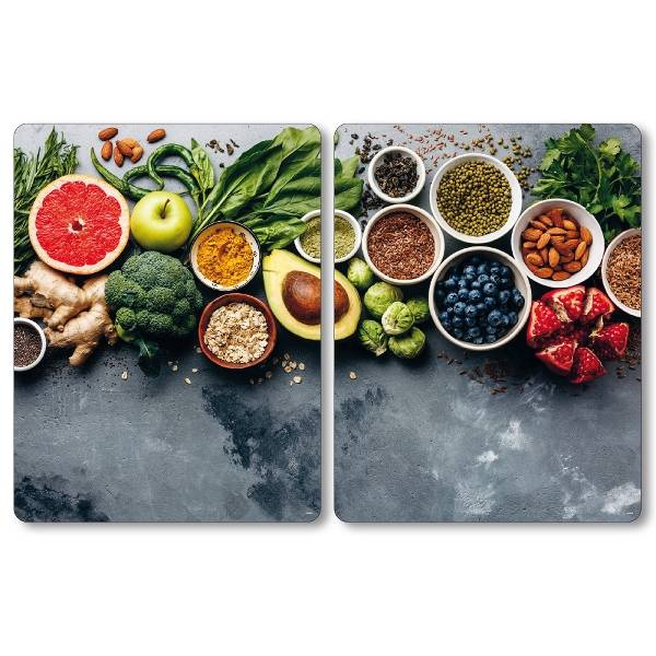Ochranné sklněné desky na sporák, HEALTHY FOOD, 2 kusy, Kesper vícebarevná