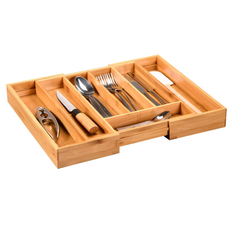 Organizér na příbory do šuplíku s regulací šířky, 28,5 - 40 cm, Kesper hnědá
