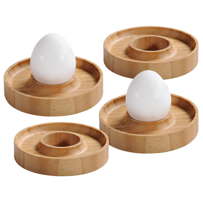 Stojánek na vajíčko, 4 kusy v sadě, Ø 10 cm, bambus, KESPER hnědý