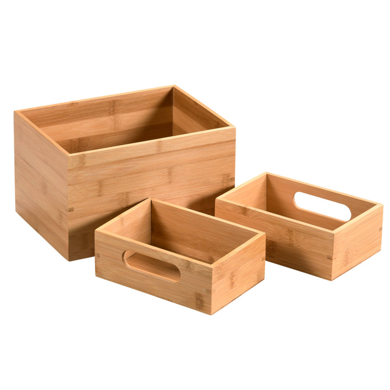 Sada tří úložných boxů, bambus, Kesper hnědý