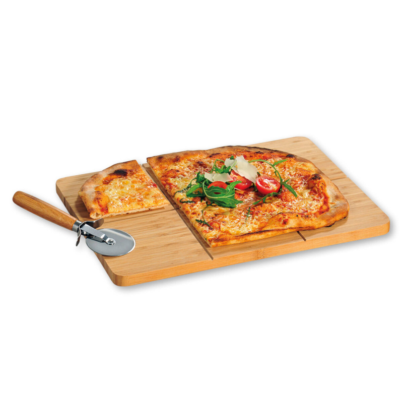 Kesper Krajecí obdelníkové prkénko na pizzu, s nožem, 40 x 30 cm hnědý