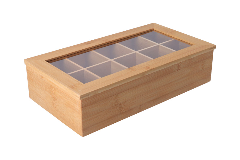 Kesper Bambusový čajový box s víkem (10 přihrádek)