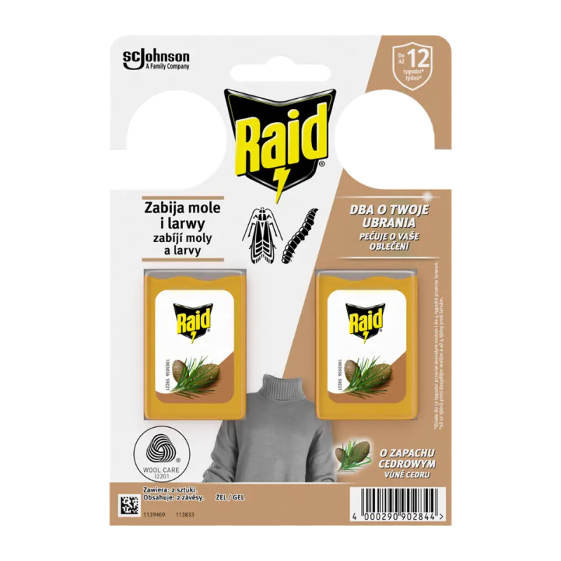 Raid háček proti šatním molům s vůní cedru 2 ks