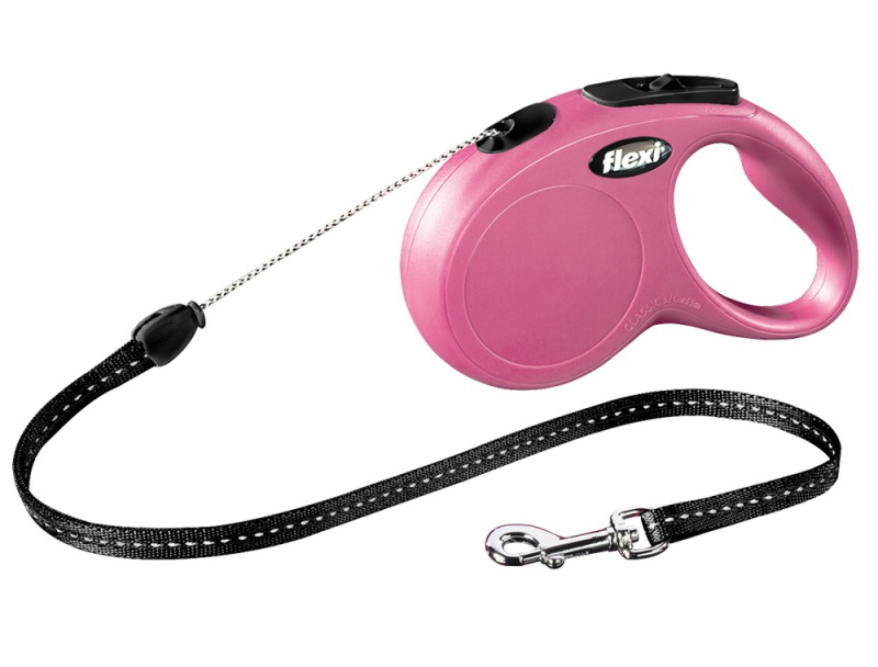Vodítko FLEXI Classic NEW lanko 5m/ 12 kg růžová