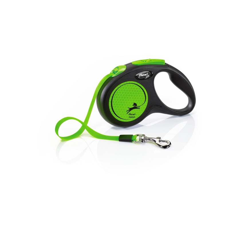 Vodítko FLEXI Neon S pásek 5m/15kg černá/zelená NEW